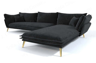 Polster Ecksofa Lobos L-Form – Modern & Bequem in Samtstoff und der Farbe Schwarz - Ausrichtung rechts