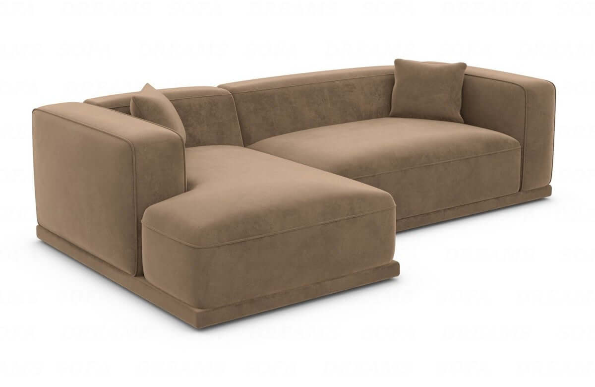 Couch Merida L-Form in Stoff Braun