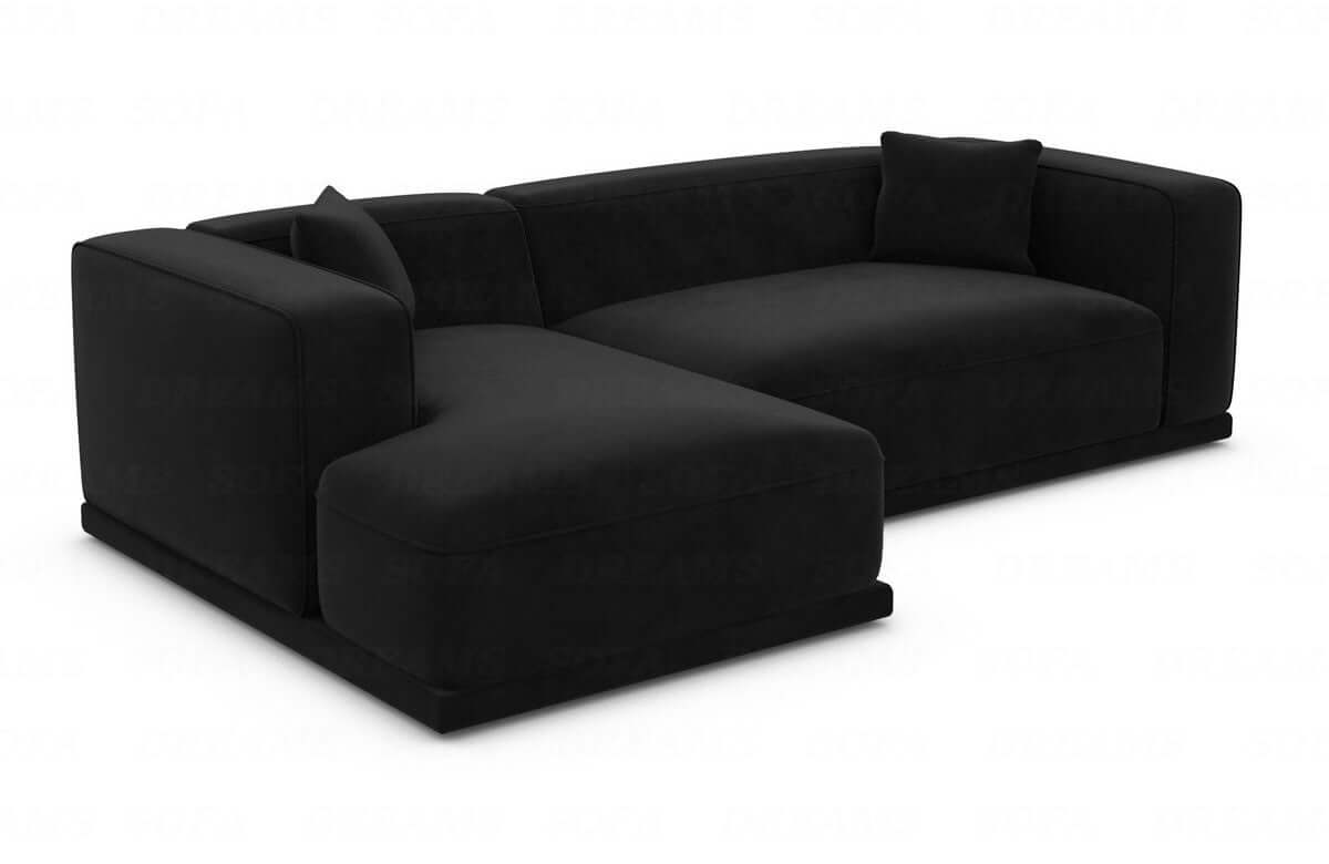 Couch Merida L-Form in Stoff Schwarz