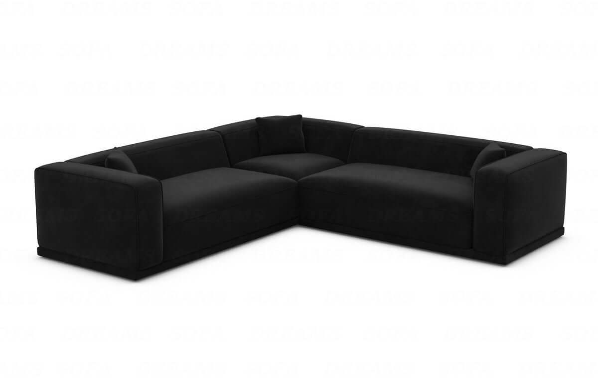 Stoff Ecksofa Merida Stoffbezug L Form Schwarz