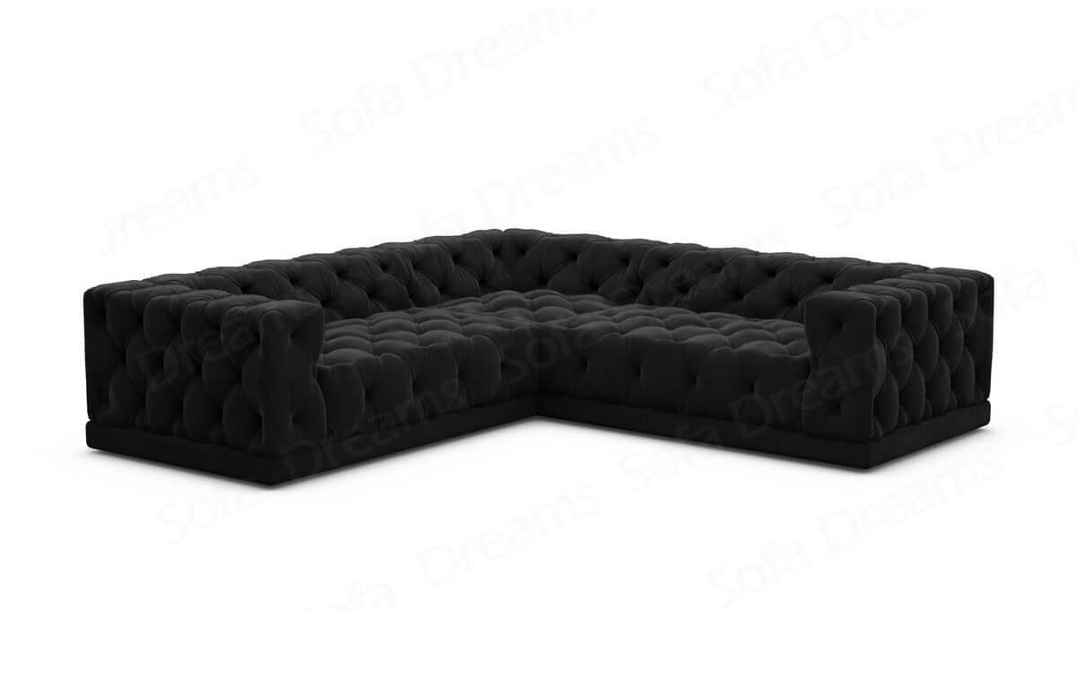 Ecksofa Palma L-Form aus Stoff Schwarz