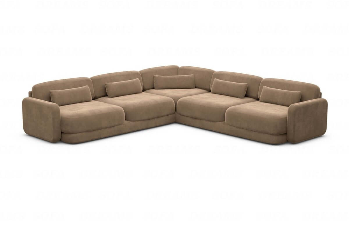 Ecksofa Valencia L-Form aus Stoff Braun