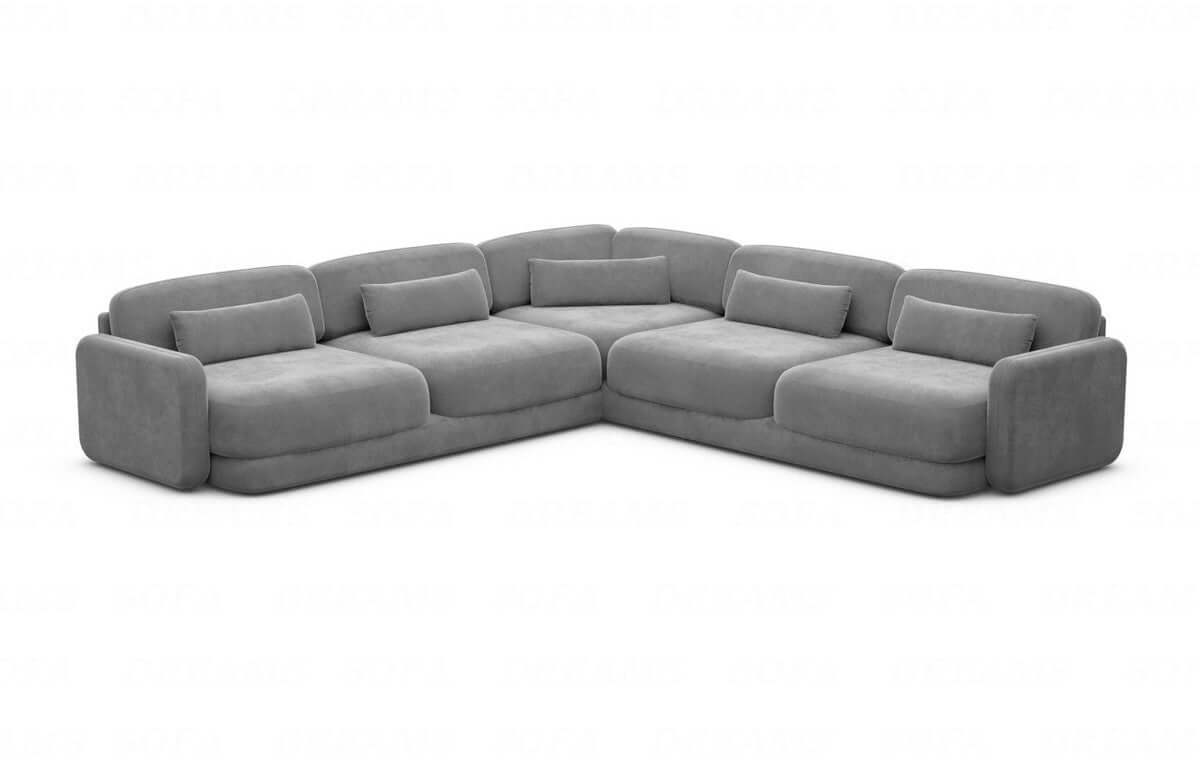 Ecksofa Valencia L-Form aus Stoff Dunkelgrau