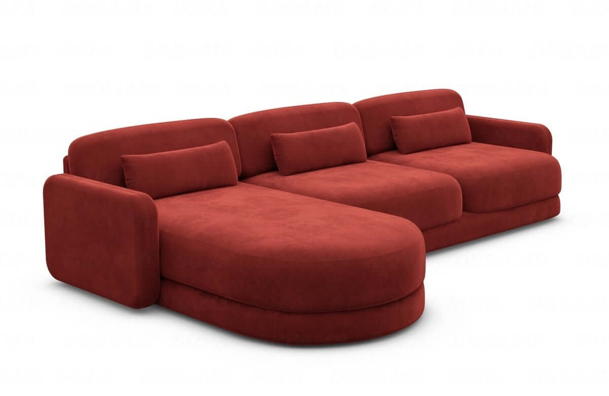 Ecksofa Valencia L-Form aus Stoff Kurz Rot