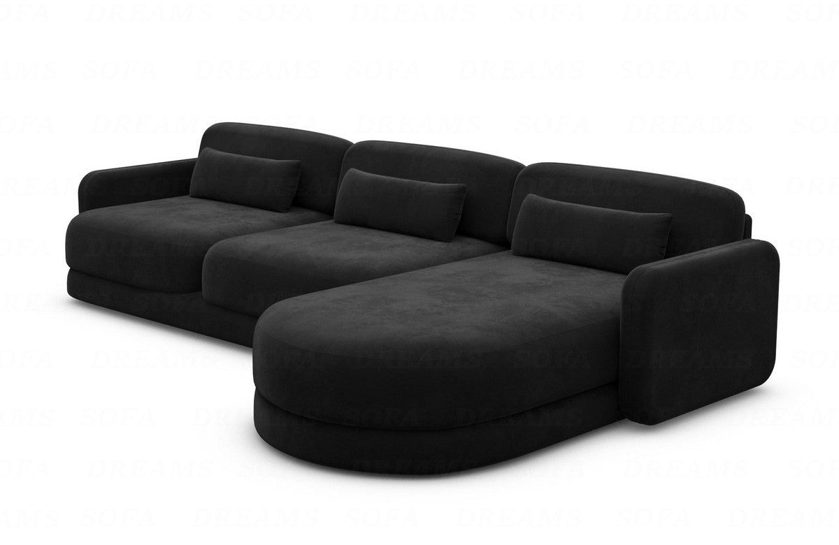 Polster Ecksofa Valencia L-Form Kurz Schwarz