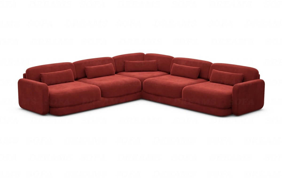 Ecksofa Valencia L-Form aus Stoff Rot