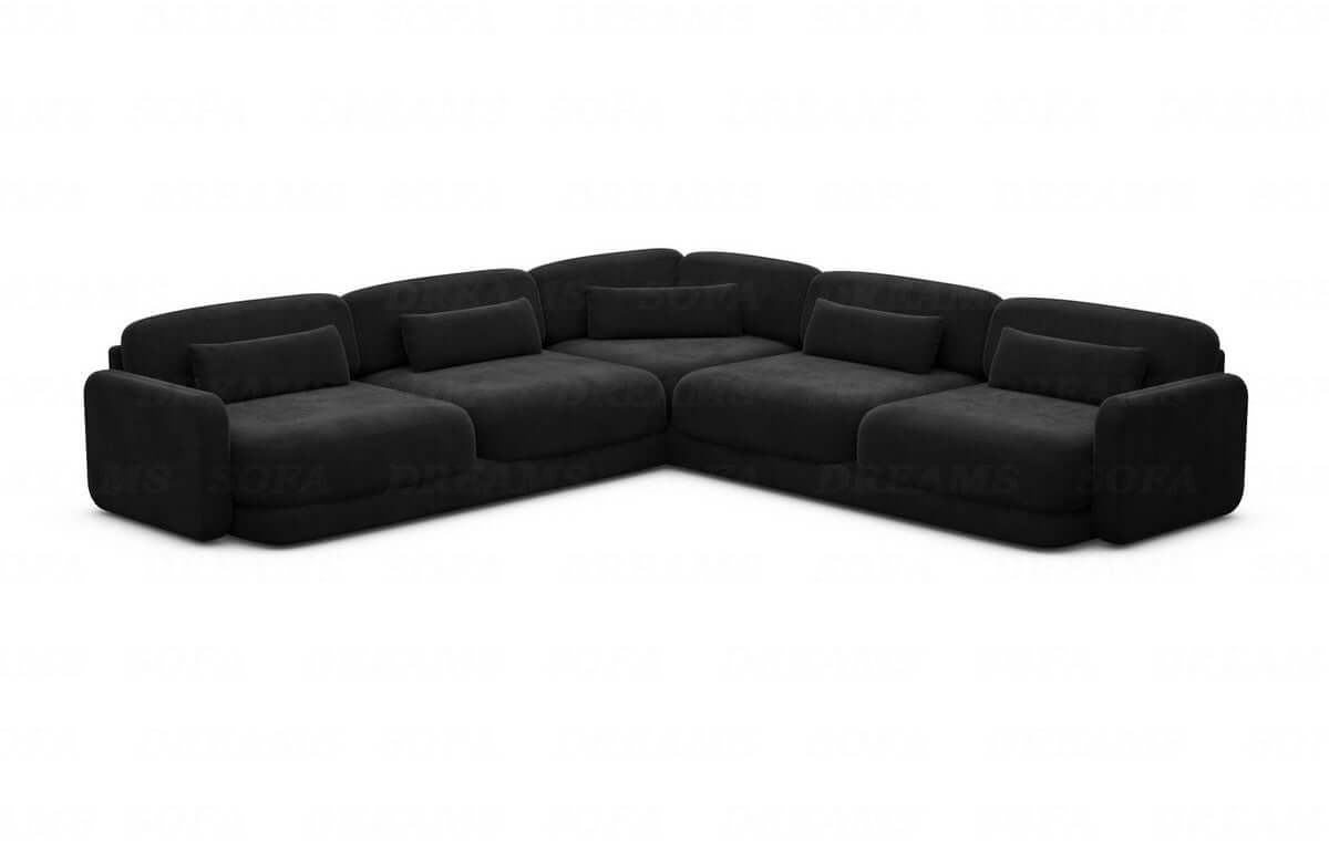 Ecksofa Valencia L-Form aus Stoff Schwarz