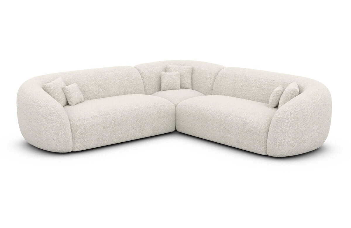 Stoff Ecksofa Sorelia L-Form Weiß
