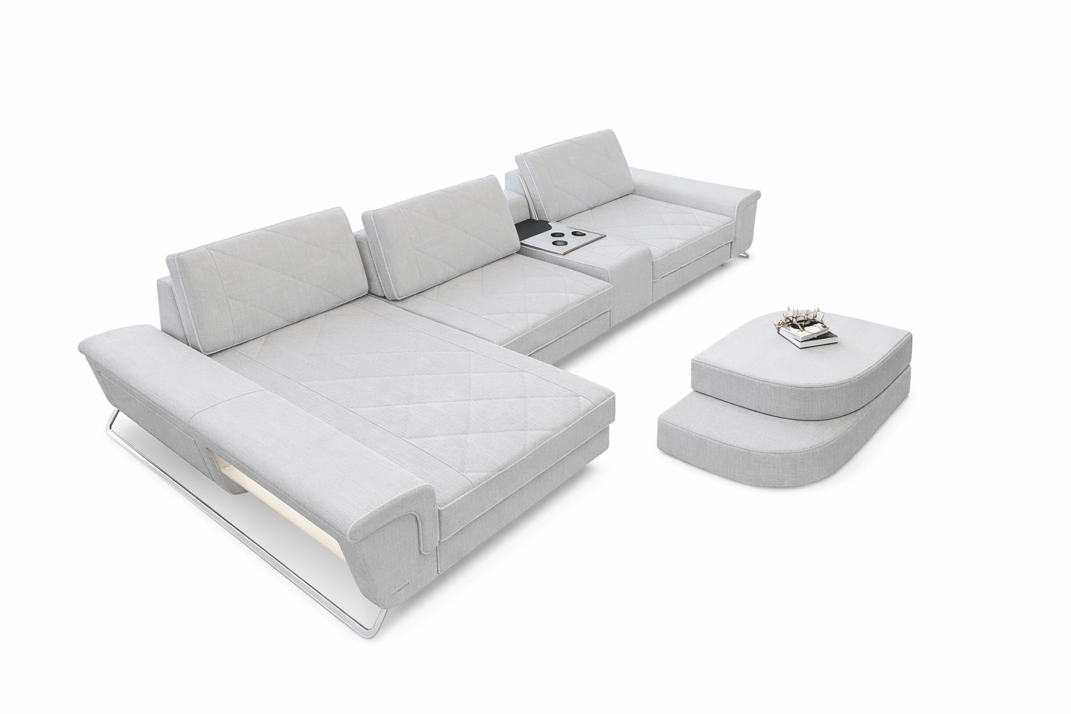 Stoffsofa Bari L-Form – Modern & Komfortabel Macchiato-Weiß
