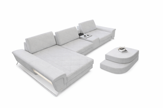 Stoffsofa Bari L-Form – Modern & Komfortabel in Strukturstoff und der Farbe Macchiato und Weiß - Ausrichtung links - Bild 2