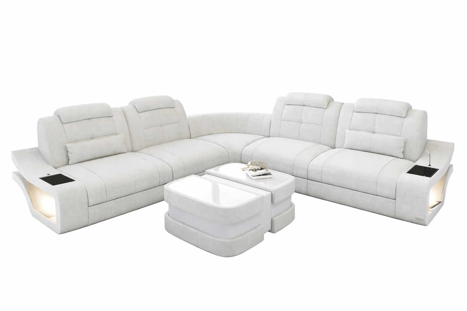 Polstersofa Elena L-Form Lang – Komfort & Eleganz Elfenbein-Weiß