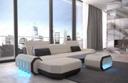 Design Stoffsofa Roma L-Form, Led