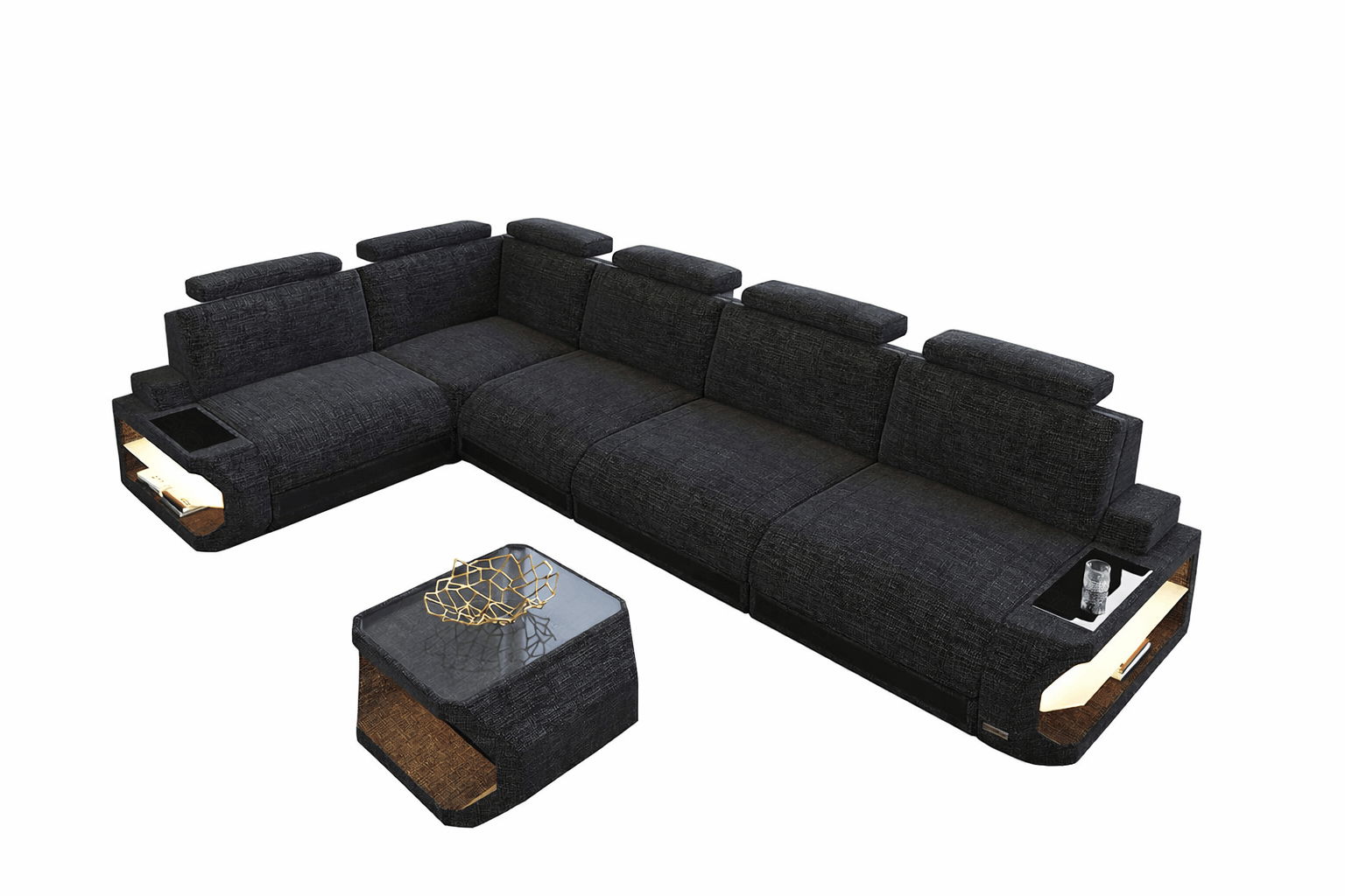 Polstersofa Siena L Lang – Komfort & Eleganz Schwarzgrau-Schwarz