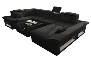 Wohnlandschaft Enzo U Form Stoffsofa, Material: Strukturstoff, Farbe: Schwarz