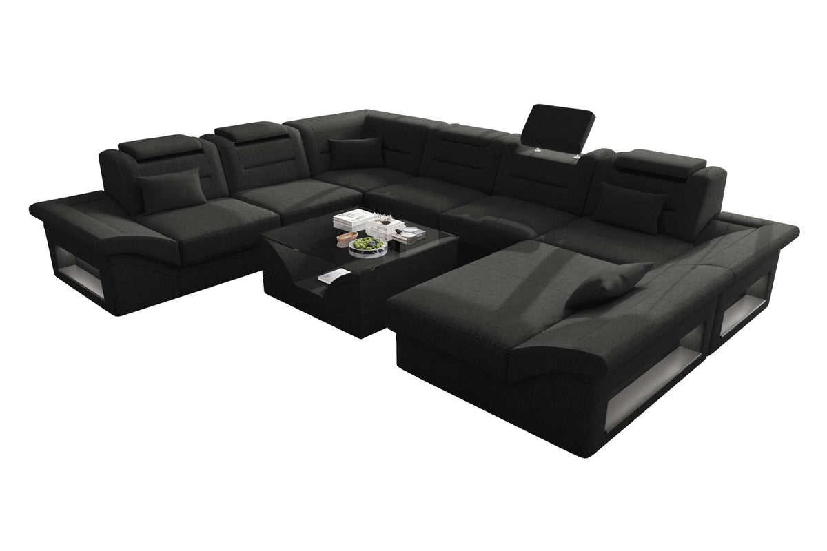 XXL Wohnlandschaft Enzo Stoffsofa Schwarz
