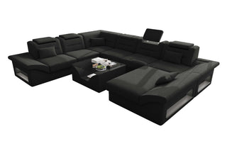 XXL Wohnlandschaft Enzo Stoffsofa, Material: Strukturstoff, Farbe: Schwarz