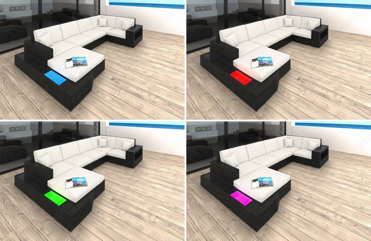 Rattan Sofa Messana U-Form – Grau