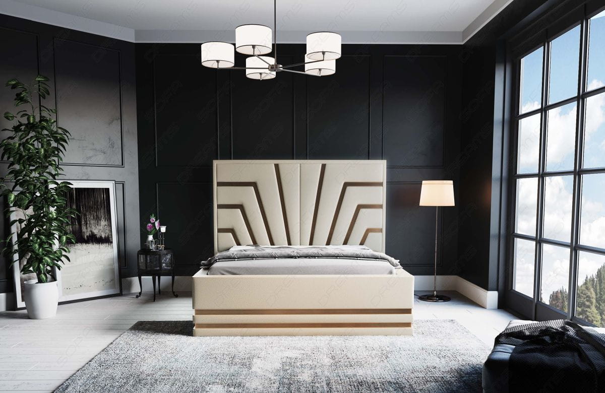 Wasserbett Cecina mit Zierleisten in Gold oder Silber Beige-Gold