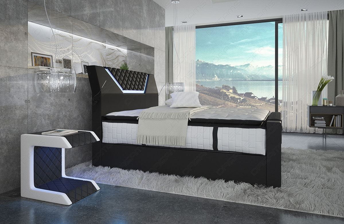 Boxspringbett Nantes Schwarz-Weiß 200x200 cm – zweite Ansicht