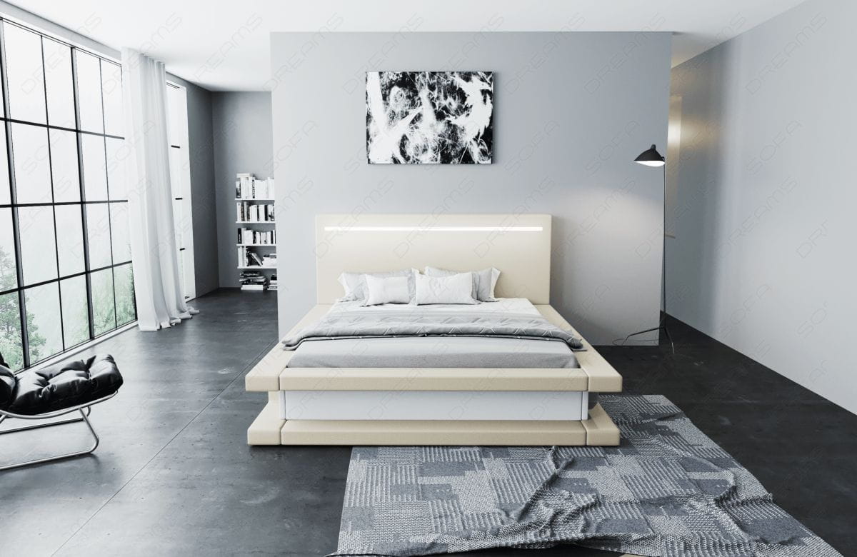 Wasserbett Faenza mit LED und stufigem Design Beige-Weiß