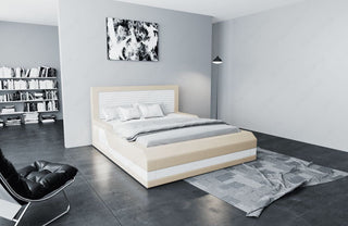 Wasserbett Treviso mit LED und klarer Linienführung Beige-Weiß