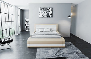 Wasserbett Treviso mit LED und klarer Linienführung Beige-Weiß