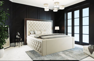 Wasserbett Varese mit Steppung und LED-Kopfteil Beige
