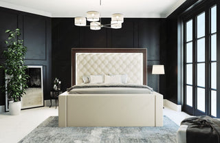 Wasserbett Varese mit Steppung und LED-Kopfteil Beige