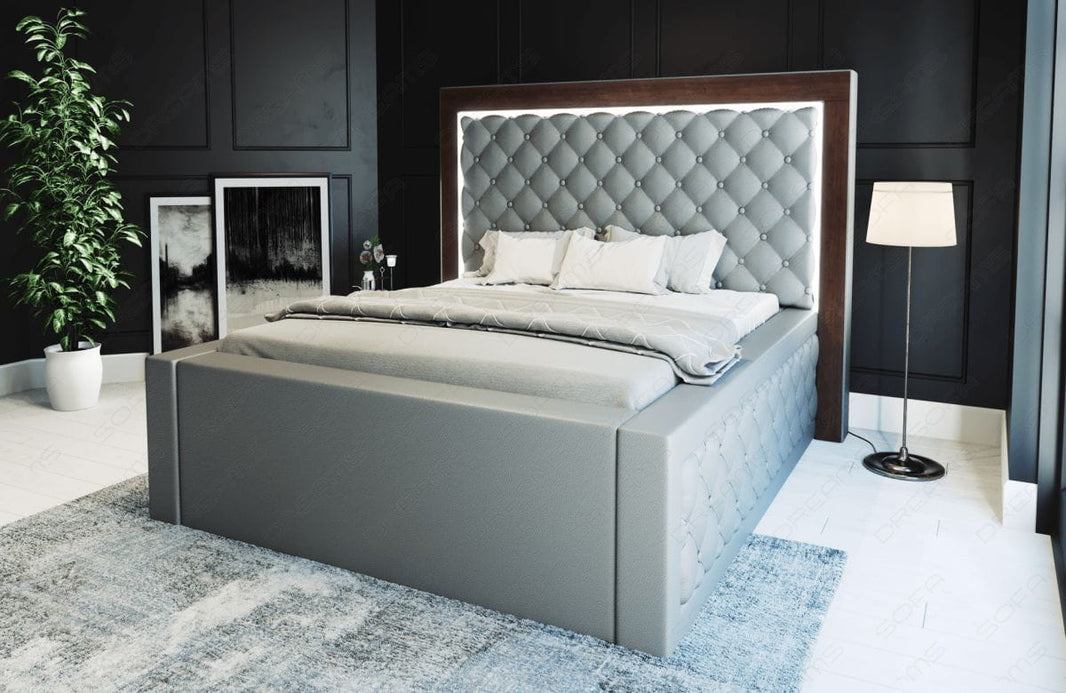 Wasserbett Varese mit Steppung und LED-Kopfteil