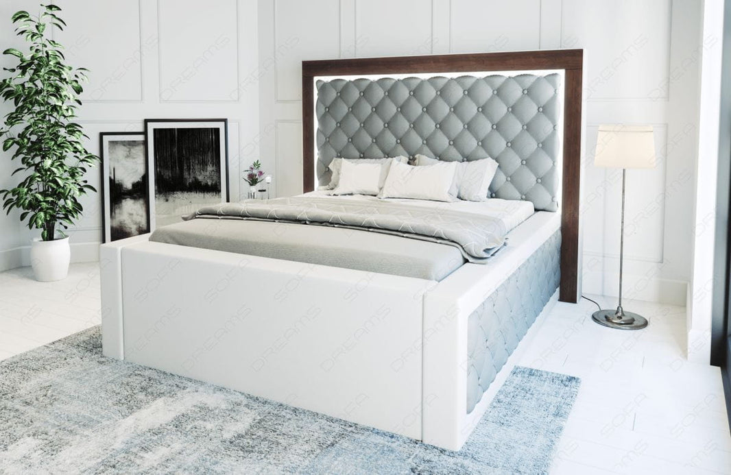 Wasserbett Varese mit Steppung und LED-Kopfteil