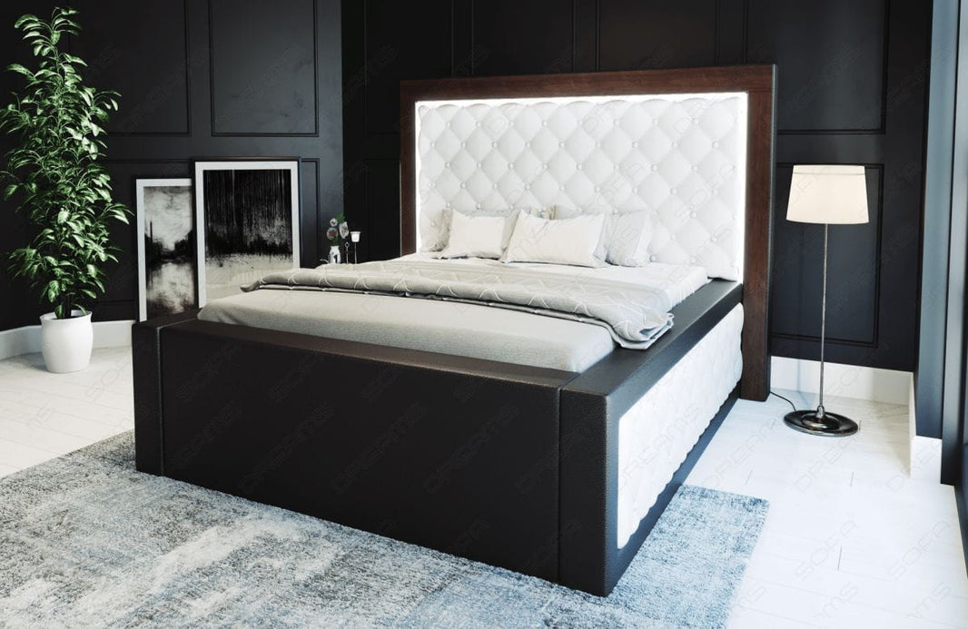 Wasserbett Varese mit Steppung und LED-Kopfteil