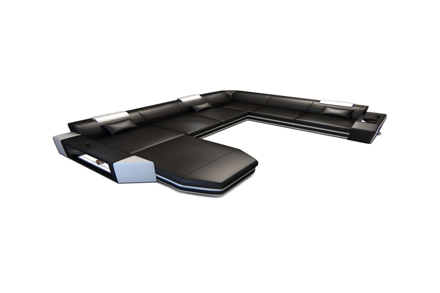Mini Mega Wohnlandschaft Prato XXL mit LED-Beleuchtung Schwarz-Weiß