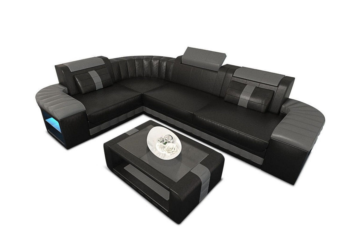Designsofa Bergamo Eleganz L-Form aus Leder