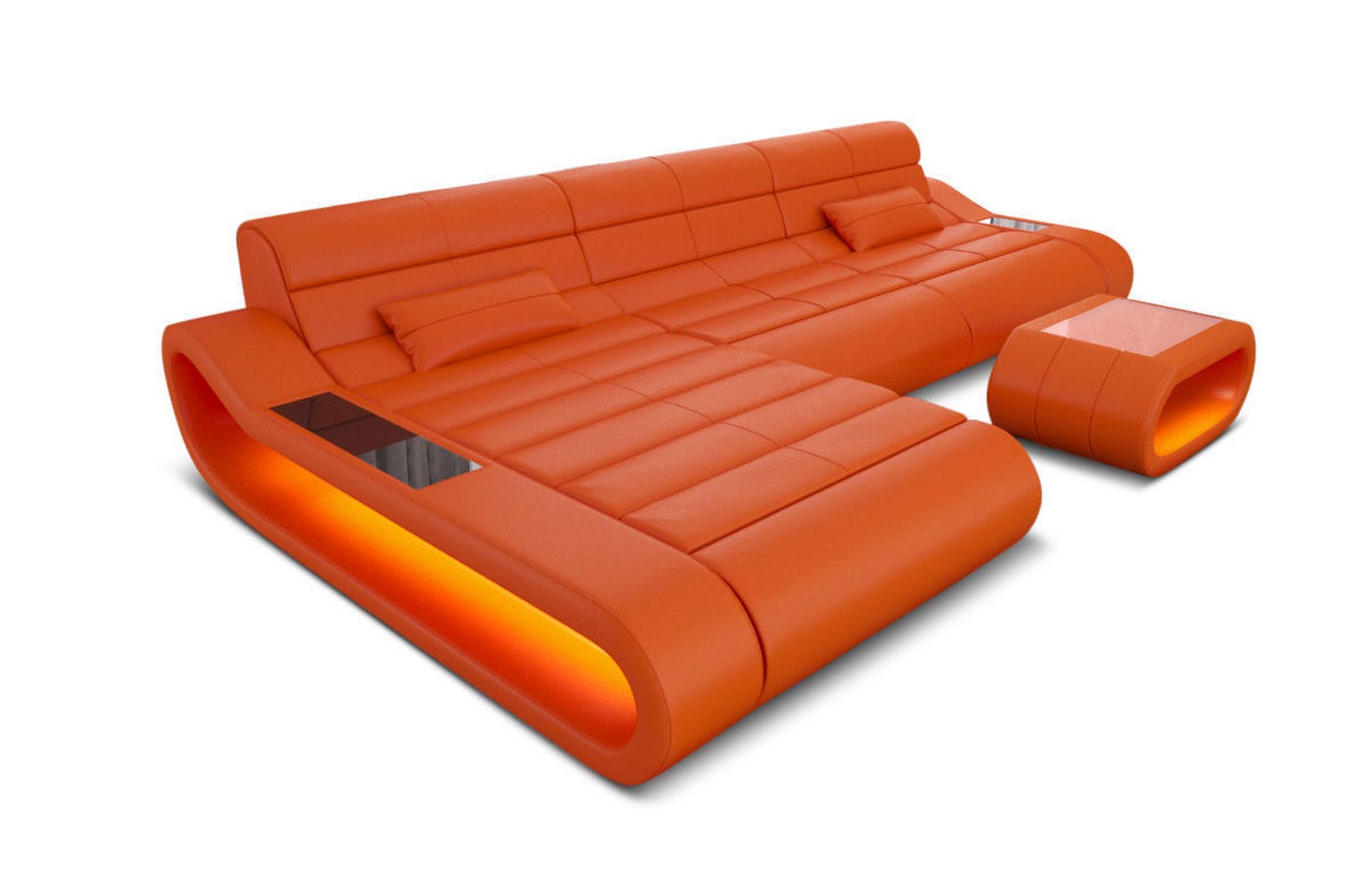 Ledersofa Concept L-Form – Lang & Komfortabel orange