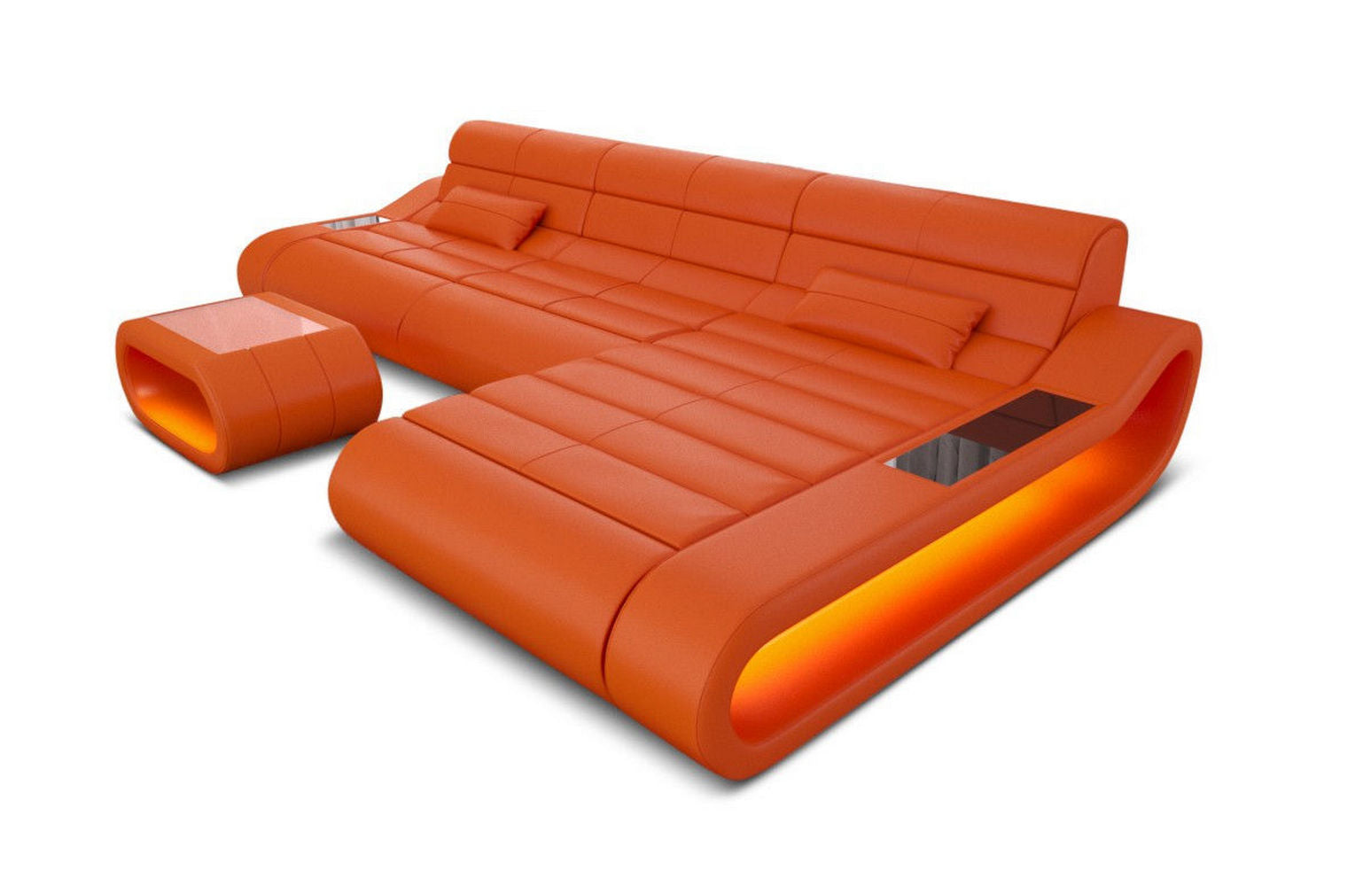 Ledersofa Concept L-Form – Lang & Komfortabel orange