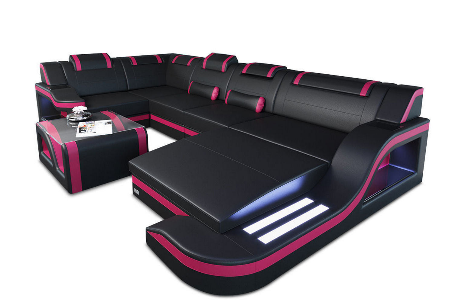 Design Wohnlandschaft Palermo U-Form mit LED
