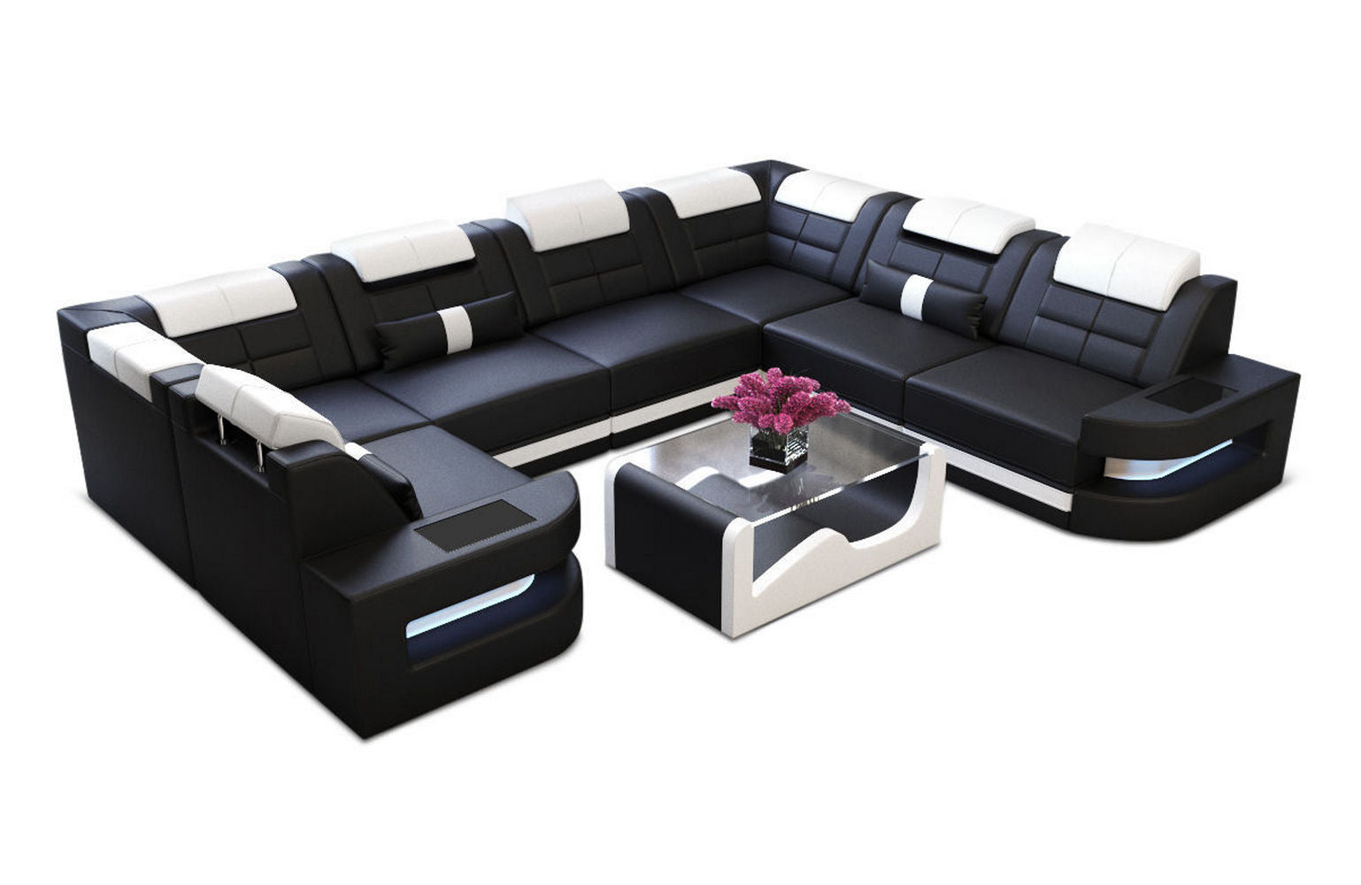 Leder Couch Como U Form mit Beleuchtung – Modern & Stilvoll