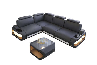 Ecksofa Siena L Leder – Komfort & Stil in Kunstleder und der Farbe Grau und Weiß - Ausrichtung links