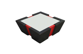 Leder Couchtisch Apollonia – Mit LED Beleuchtung in Schwarz und Rot aus Büffelleder und Kunstleder und Echtleder