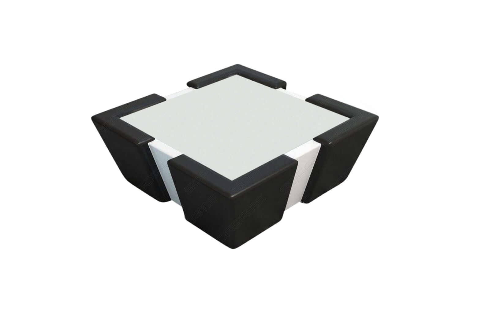Leder Couchtisch Apollonia – Mit LED Beleuchtung Schwarz-Weiß