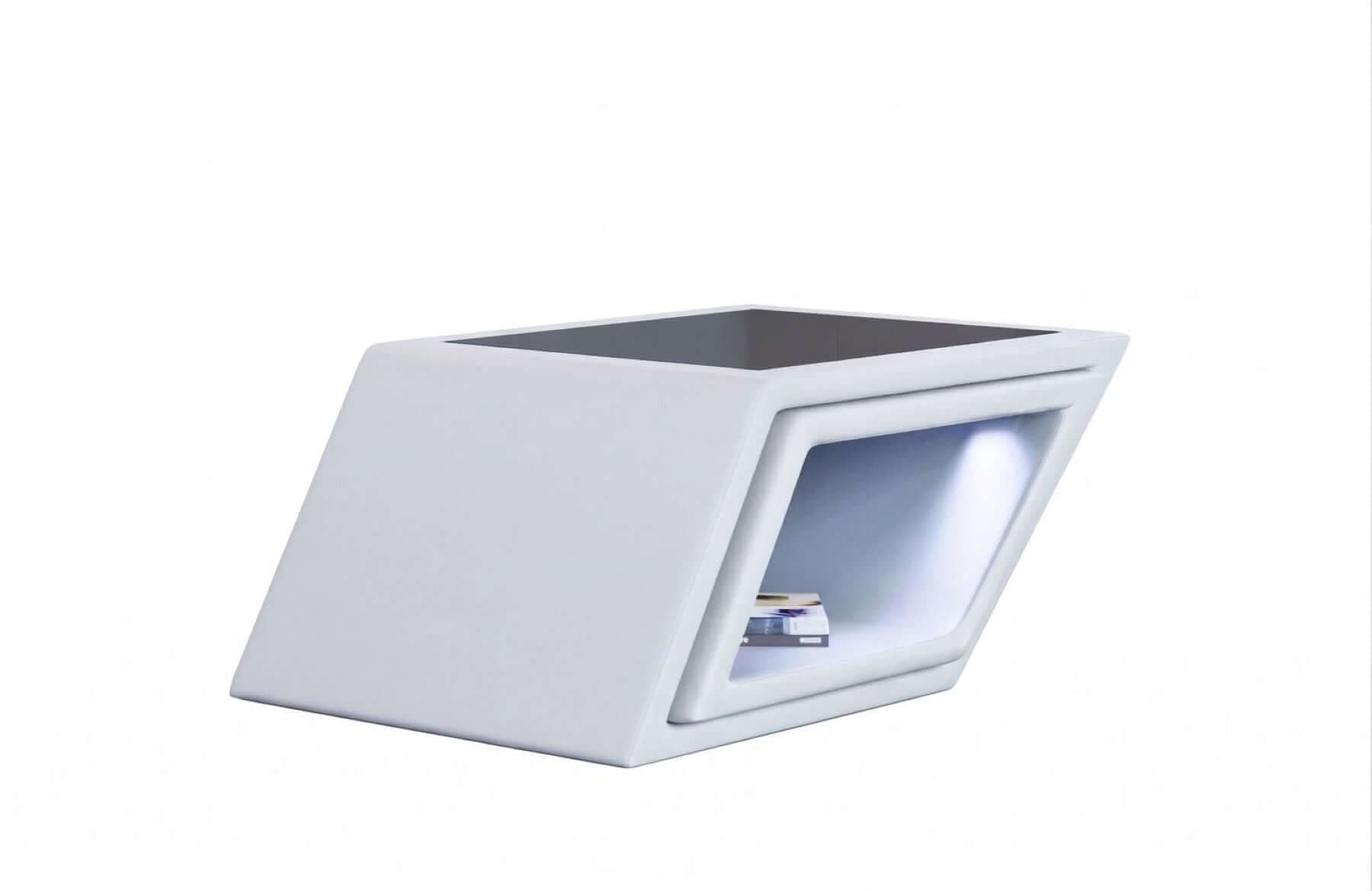 Designer Leder Couchtisch Catania – Edles Design Weiß