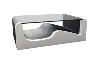 Design Wohnzimmertisch Wave – Modern und Elegant in Schwarz und Weiß aus Büffelleder und Kunstleder und Echtleder