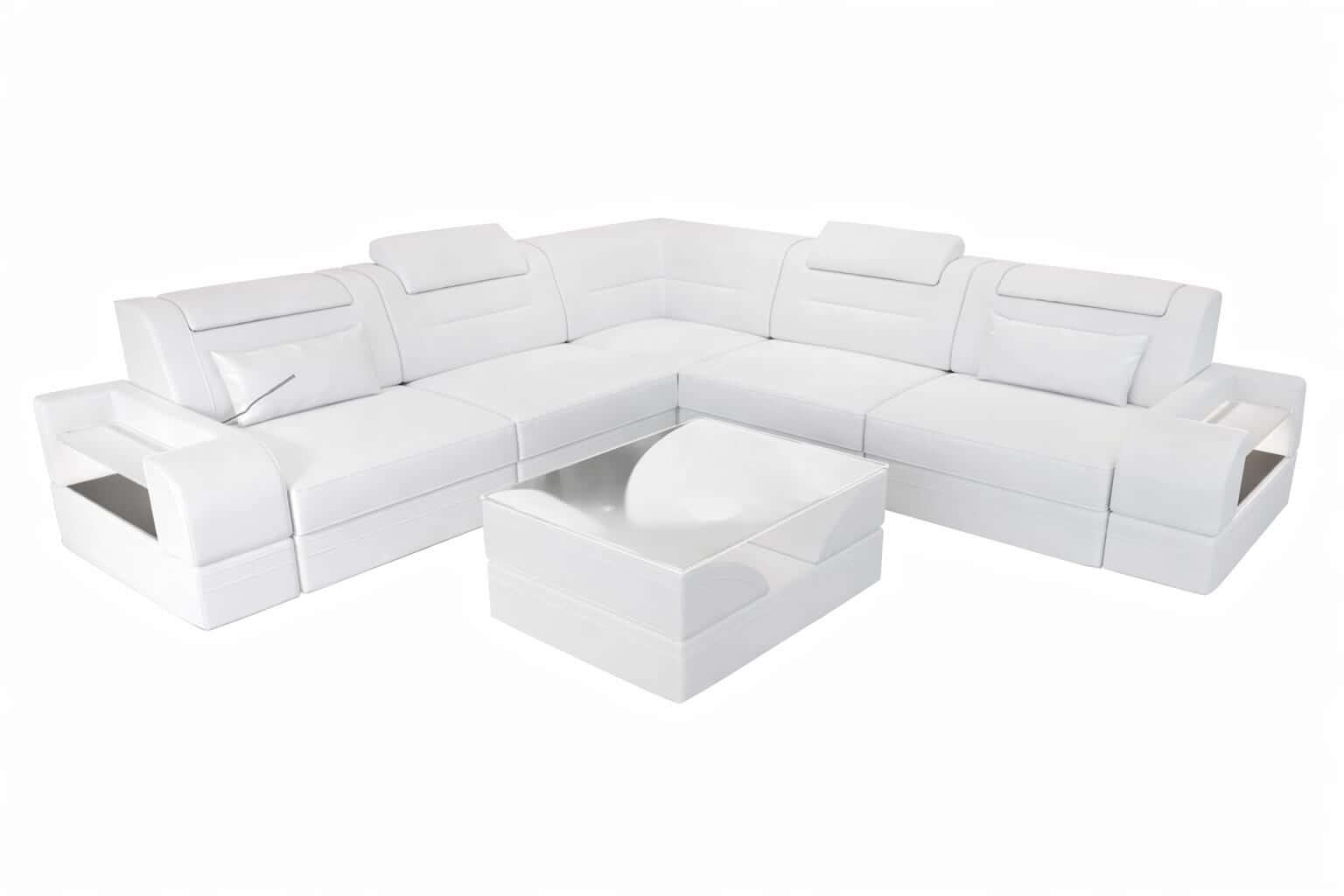 Mini Ecksofa Trivento – Leder Sofa für dein Zuhause Weiß