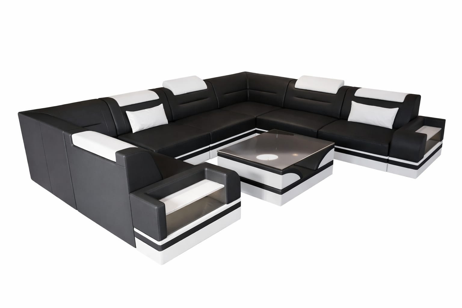Leder Wohnlandschaft Trivento – Luxus & Komfort schwarz-weiß