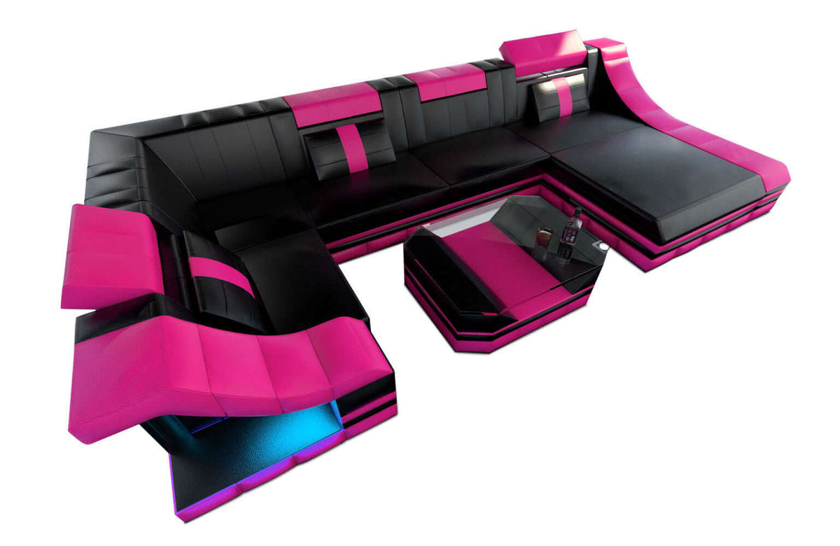 Mini Wohnlandschaft Turino U-Form in Leder
