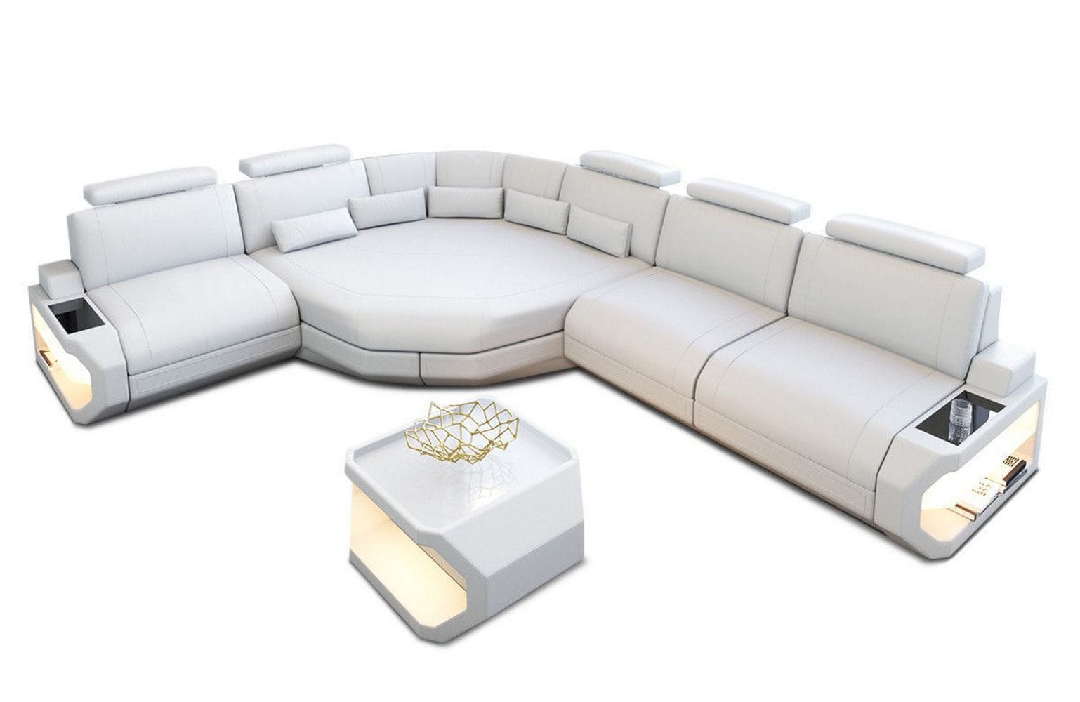 Ecksofa Asti – Leder für höchsten Komfort weiß
