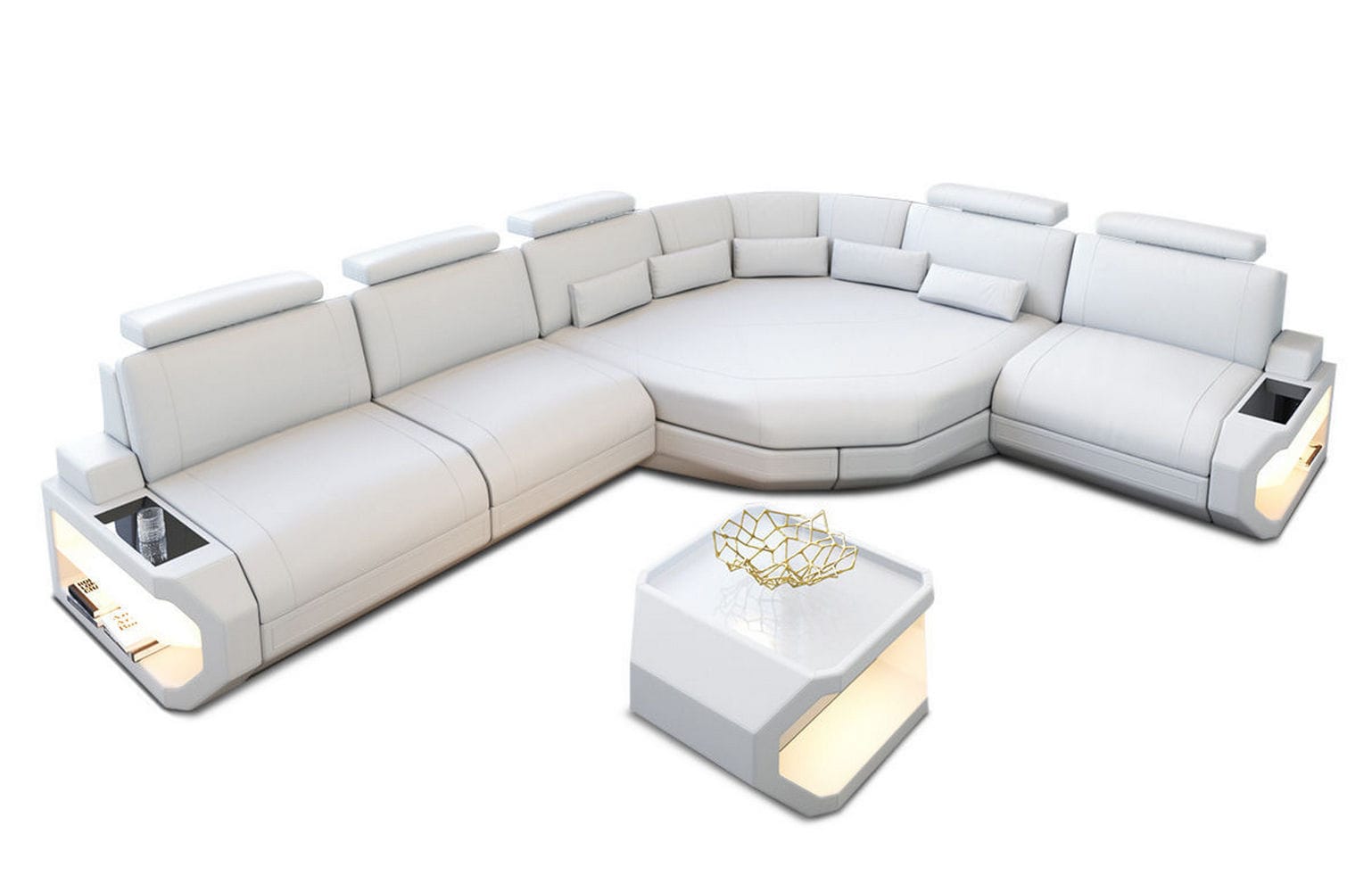 Ecksofa Asti – Leder für höchsten Komfort weiß