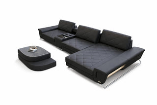 Ecksofa Bari – Eleganz in Leder in Kunstleder und der Farbe Grau und Schwarz - Ausrichtung rechts