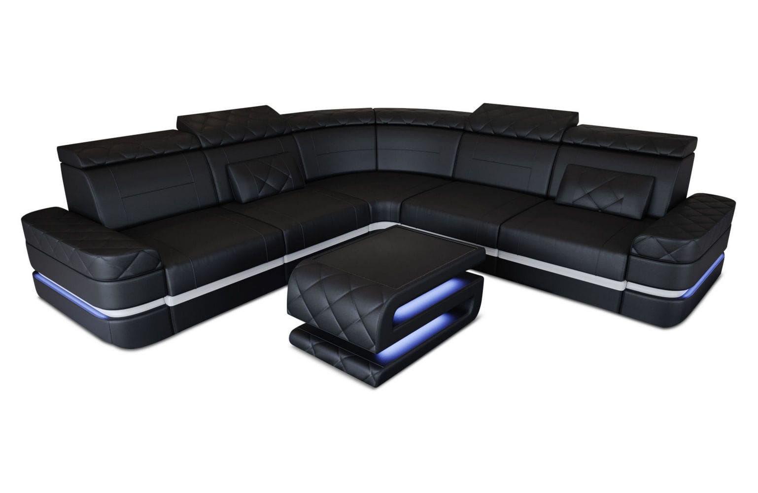 Ecksofa Positano – Leder, Modern & Komfortabel schwarz-weiß