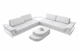 Leder Ecksofa Sepino L-Form in Kunstleder und der Farbe Weiß und Schwarz - Bild 2